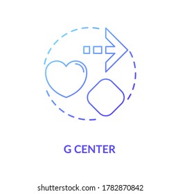G center blue gradient concept icon. Spiritual self love. Direction for life. Chakra in body system. Human design idea thin line illustration. Vector isolated outline RGB color drawing