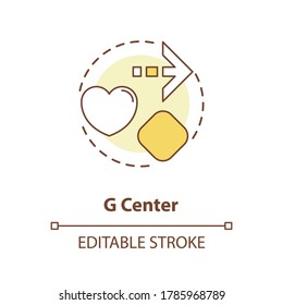 G center concept icon. Spiritual self love. Direction for life. Chakra in body system. Human design idea thin line illustration. Vector isolated outline RGB color drawing. Editable stroke