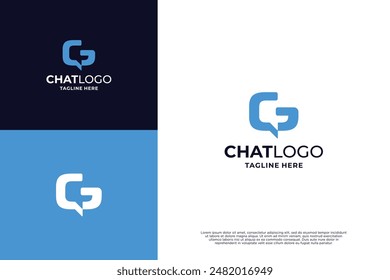 G-Chat Logo Design. Buchstabe G mit Chat-Logo kombinieren