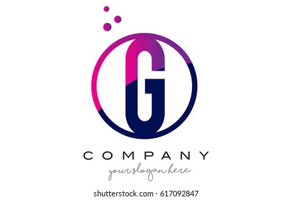 G Circle Letter Logo Design with Purple Magenta Dots Bubbles Vector Illustration