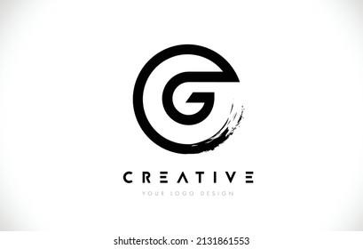G Circular Letter Logo with Circle Brush Design and White Background.