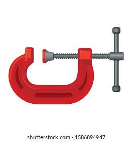 G clamp tool. Steel vice equipment for metal object. Vector