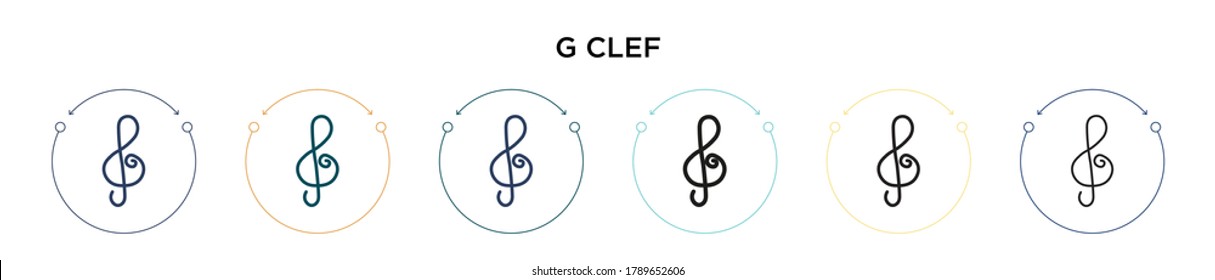 G Clef Icon In Filled, Thin Line, Outline And Stroke Style. Vector Illustration Of Two Colored And Black G Clef Vector Icons Designs Can Be Used For Mobile, Ui, Web