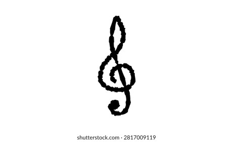 G clef ink effect, color vector illustration