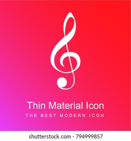 G clef musical note red and pink gradient material white icon minimal design