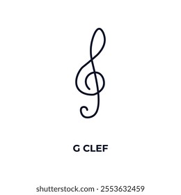g clef outline icon. Linear vector from entertainment concept. Thin line g clef icon isolated on white background