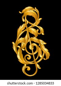 G clef sign  gold baroque style 