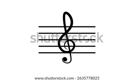 G clef symbol, black isolated silhouette