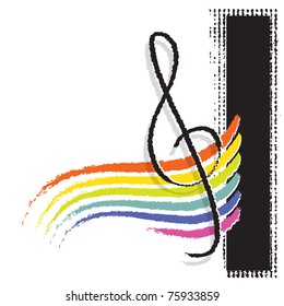 G clef symbol with a rainbow