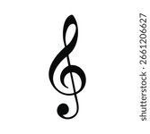 G clef Treble clef Music note icon isolated on white background.