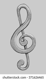 G clef - vector black and white illustration