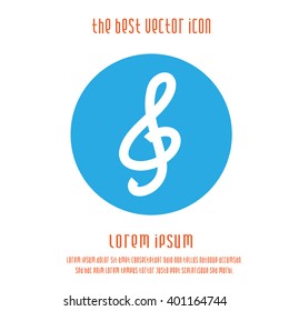 G clef vector icon. Music round blue simple isolated sign symbol.
