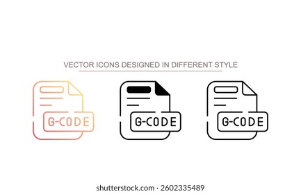 G Code File icon design with white background stock illustration