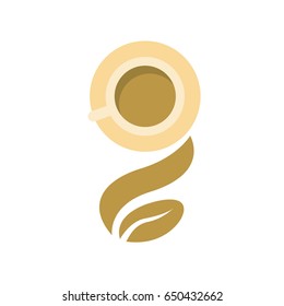 g coffee logo design with cup and bean vector illustration