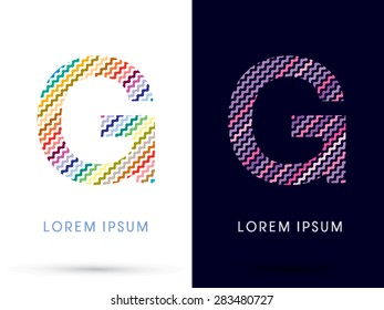 G ,Colorful font designed using zigzag line, graphic vector.