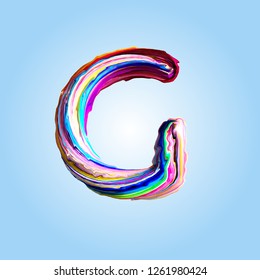 G - Colorful handwritten letter on background. Acrylic colors. Vector Illustration