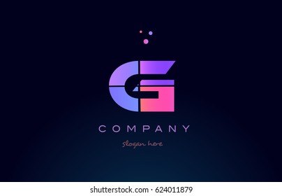 g creative color blue background pink purple blue magenta alphabet letter company logo vector icon design