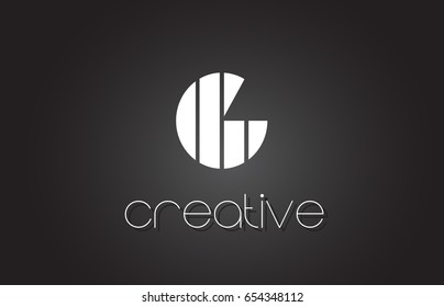 G Creative Letter Logo Design With White and Black Lines.