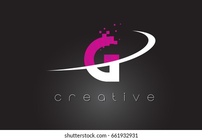 G Creative Letters Design. White Pink Letter Vector Illustration.