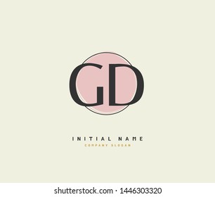 G D GD Beauty vector initial logo, handwriting logo of initial signature, wedding, fashion, jewerly, boutique, floral and botanical with creative template for any company or business.