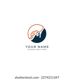 G, D, GD Initial letter handwritten and signature vector image template in round shape logo