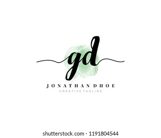 G D GD Initial watercolor logo on white background. Logo template vector