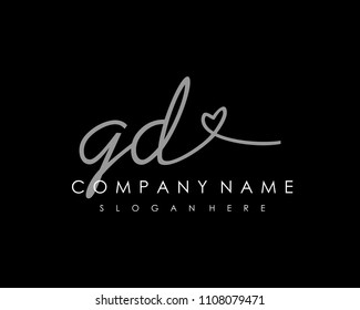 G D Initial handwriting logo vector