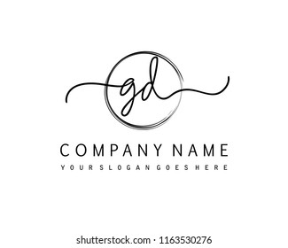 G D Initial handwriting logo vector