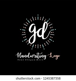 G D Initial handwriting logo vector