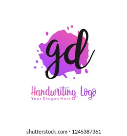 G D Initial handwriting logo vector