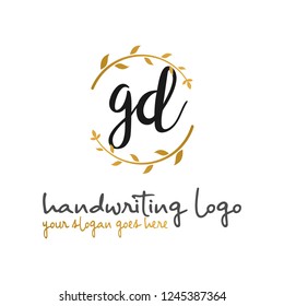 G D Initial handwriting logo vector