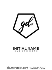 G D Initial Handwriting Logo Template Vector