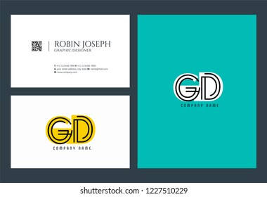 G D Joint logo icon with business card vector template.
