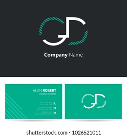 G & D stroke letter logo with business card template
