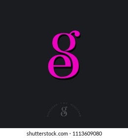 G and E combined letters, the initial of beautiful letters. Classic style. Monochrome option.