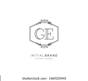 G E GE Beauty vector initial logo, handwriting logo of initial signature, wedding, fashion, jewerly, boutique, floral and botanical with creative template for any company or business.