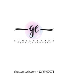 G E Initial handwriting logo vector