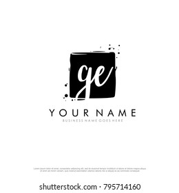 G E initial square logo template vector