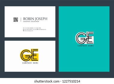 G E Joint logo icon with business card vector template.
