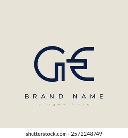 G and E logo design. GE abstract Letters Logo Monogram. This logo design is the process of creating a visual symbol that represents a brand, company, or individual.