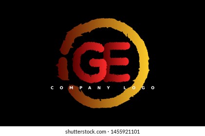 G E Logo. GE Letter Design Vector with red and gold color. grunge style