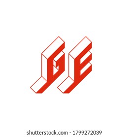 G and E - Monogram or logotype. Isometric 3d font for design. Three-dimension letters. GE - 2-letter code or National domain of Georgia.