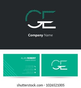 G & E stroke letter logo with business card template