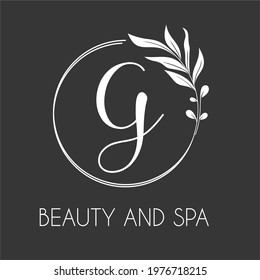 G Elegant Luxury Initial Letter Logo Concept with Wreath leaves for Beauty, Cosmetic, Salon, Spa, Body care, Healthy, Fashion, Wedding, Salon Business and Company