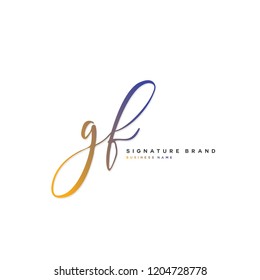 G F GF Initial letter handwriting and  signature logo concept design