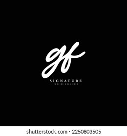 G, F, GF Escritura manuscrita inicial y logotipo del vector de la firma