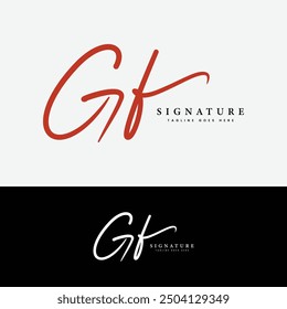 G, F, GF Initial letter logo. Alphabet GF Handwritten Signature logo