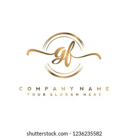 G F Initial handwriting logo vector