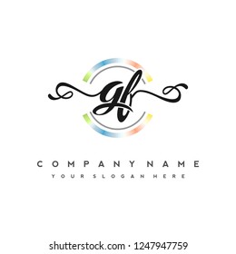 G F Initial handwriting logo vector
