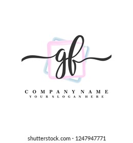 G F Initial handwriting logo vector